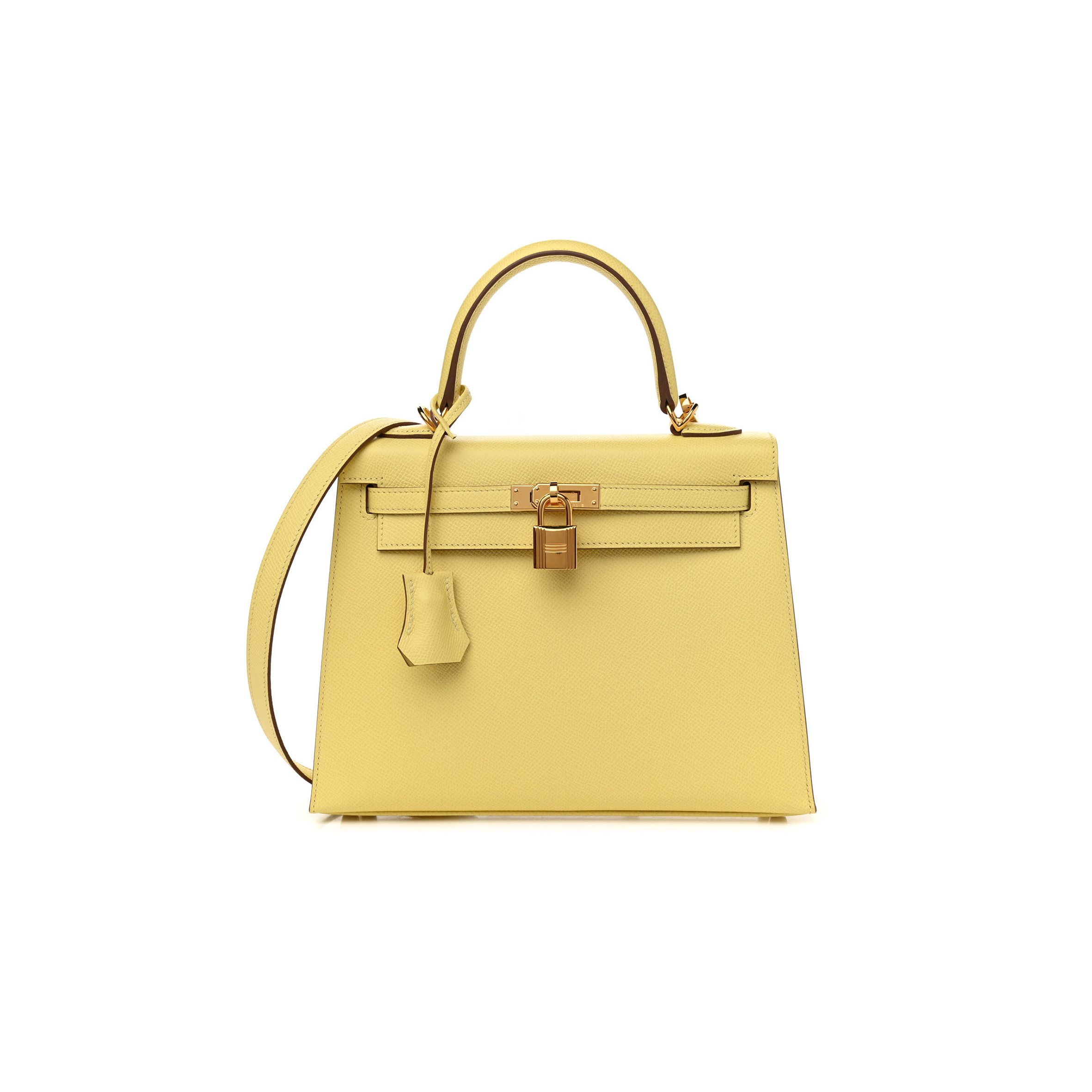 HERMÈS EPSOM KELLY SELLIER 25 JAUNE POUSSIN (25*17*7cm) 